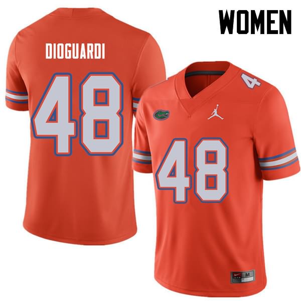 Women's NCAA Florida Gators Brett DioGuardi #48 Stitched Authentic Jordan Brand Orange College Football Jersey DBZ2465NU